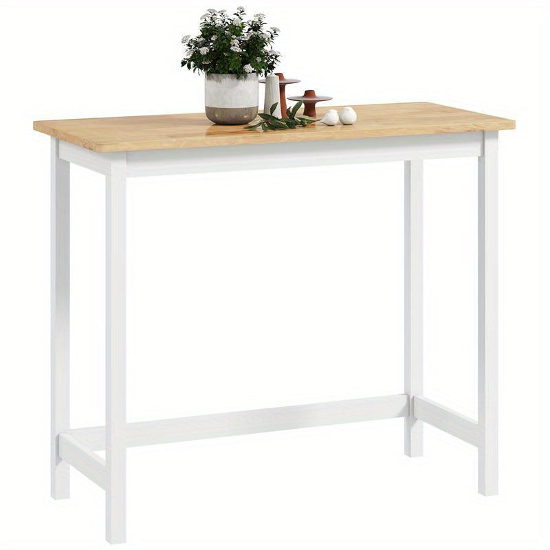 Compact White & Oak Bar Table - Space-Saving A-Frame Design for Small Spaces, Sturdy -Like Surface (Oak Veneer/Metal/Plastic Frame) - /Outdoor Use in Cafes, Restaurants, Bars, Kitchens, Balconies (Seating for