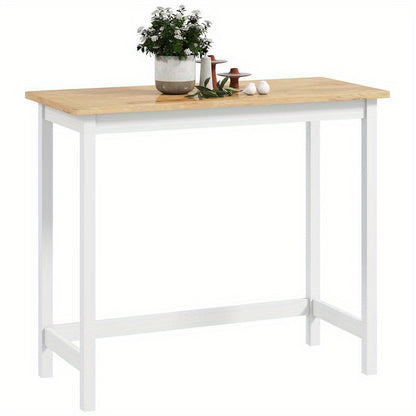 Compact White & Oak Bar Table - Space-Saving A-Frame Design for Small Spaces, Sturdy -Like Surface (Oak Veneer/Metal/Plastic Frame) - /Outdoor Use in Cafes, Restaurants, Bars, Kitchens, Balconies (Seating for
