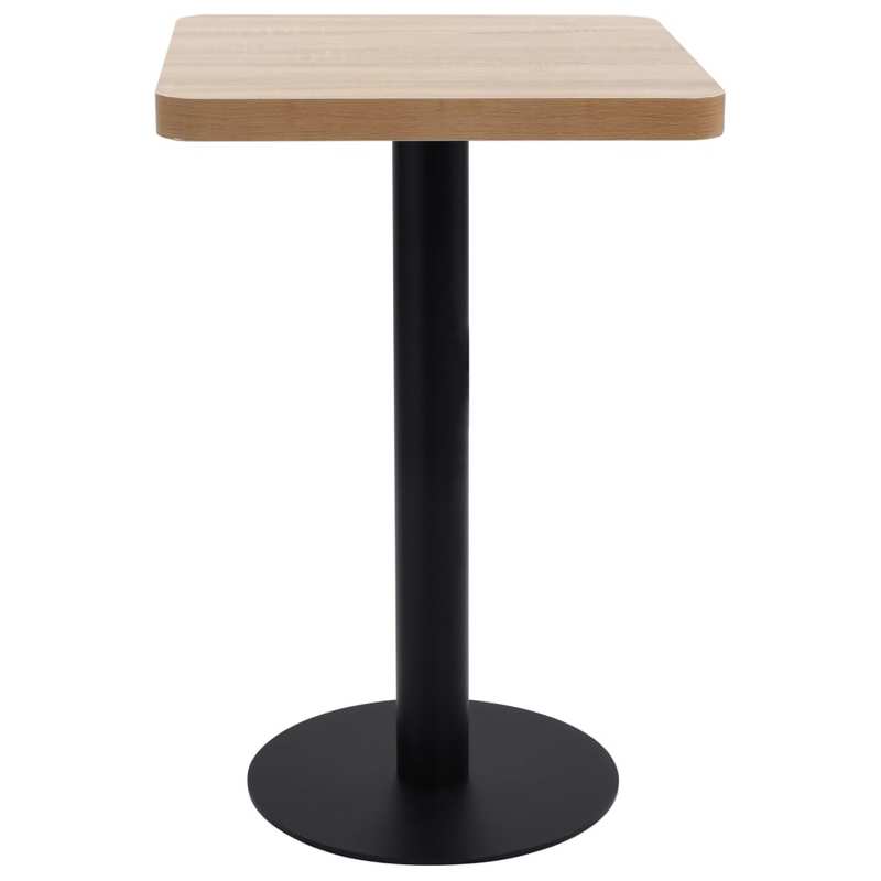 Bistrotic Light Brown Modern Bistro Table - 50x50cm Round/Rectangular MDF Wood & Metal Base, Space-Saving Indoor/Outdoor Dining Table or Accent Furniture, Easy-Clean Surface, Durable & Sturdy Design for Home, Cafe, Restaurant