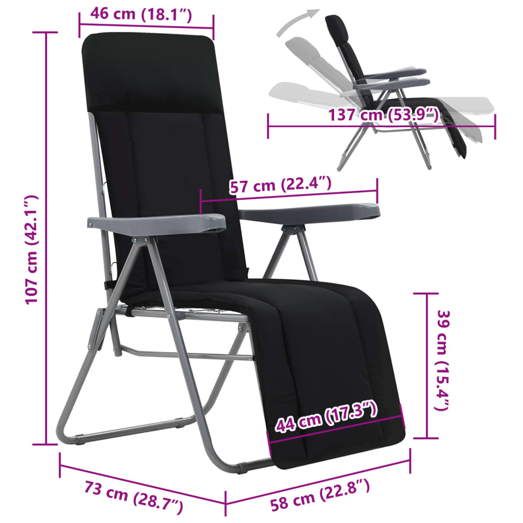 Inklapbare Tuinstoelen – Campingstoelen – Relaxstoelen – Tuinmeubilair – Verstelbare Rugleuning – Stalen Frame – Comfortabele Kussens