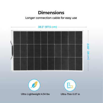 Flexibele Zonnepanelen – Buigbare Zonnepaneel Set – Monokristallijn Solar Panel – Off-Grid Zonne-energiesysteem – 200W 2x100W – Lichtgewicht & Weerbestendig – Inclusief 20A Laadregelaar