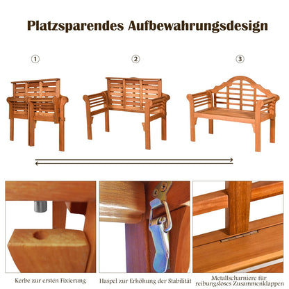 Tuinbank – Buitenbank – Balkonbank – Terrasbank – Parkbank – Opvouwbaar – Weerbestendig Acaciahout – 2-Zits – Draagvermogen 360 kg