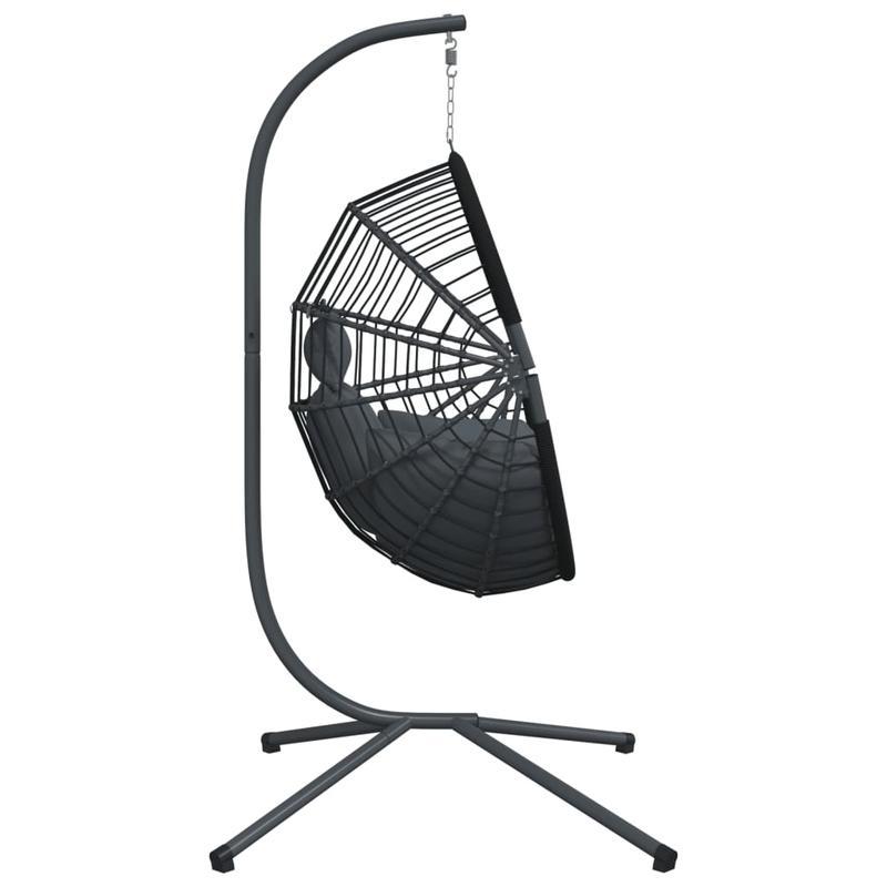 Schommelstoel – Hangstoel – Egg Chair – Relaxstoel – Tuinstoel – Antraciet – Ergonomisch Design – Weerbestendig Polyrattan Met Stalen Frame