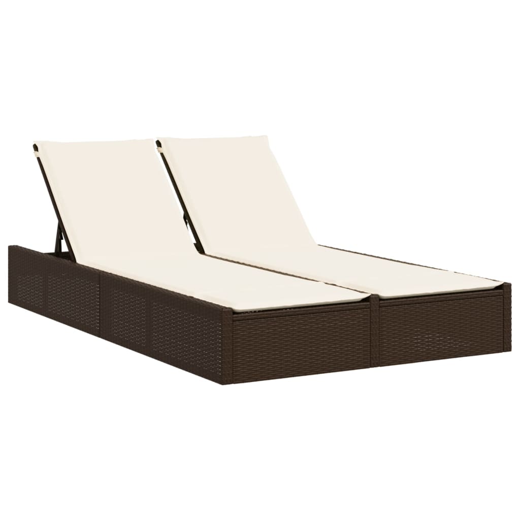 Dubbele Loungebank – Buitenbank – Tuinbank – Loungebank – 2-Persoonsbank – Weerbestendig PE-Rattan – 3 Verstelbare Rugleuningstanden – Bruin