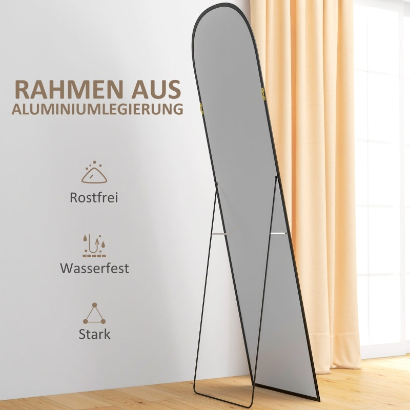 Full Body Spiegel – Staande Spiegel – Wandspiegel – Volledige Lengte Spiegel – Zwarte Spiegel – Anti-Fog Coating – Schokbestendig Aluminium Frame 169x49 cm