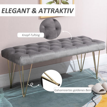 Piano Bankje – Pianobank – Pianokruk – Keyboard Bank – Zitbankje – Fluwelen Bekleding – Stabiel Metaalframe 116 x 44,5 x 49 cm