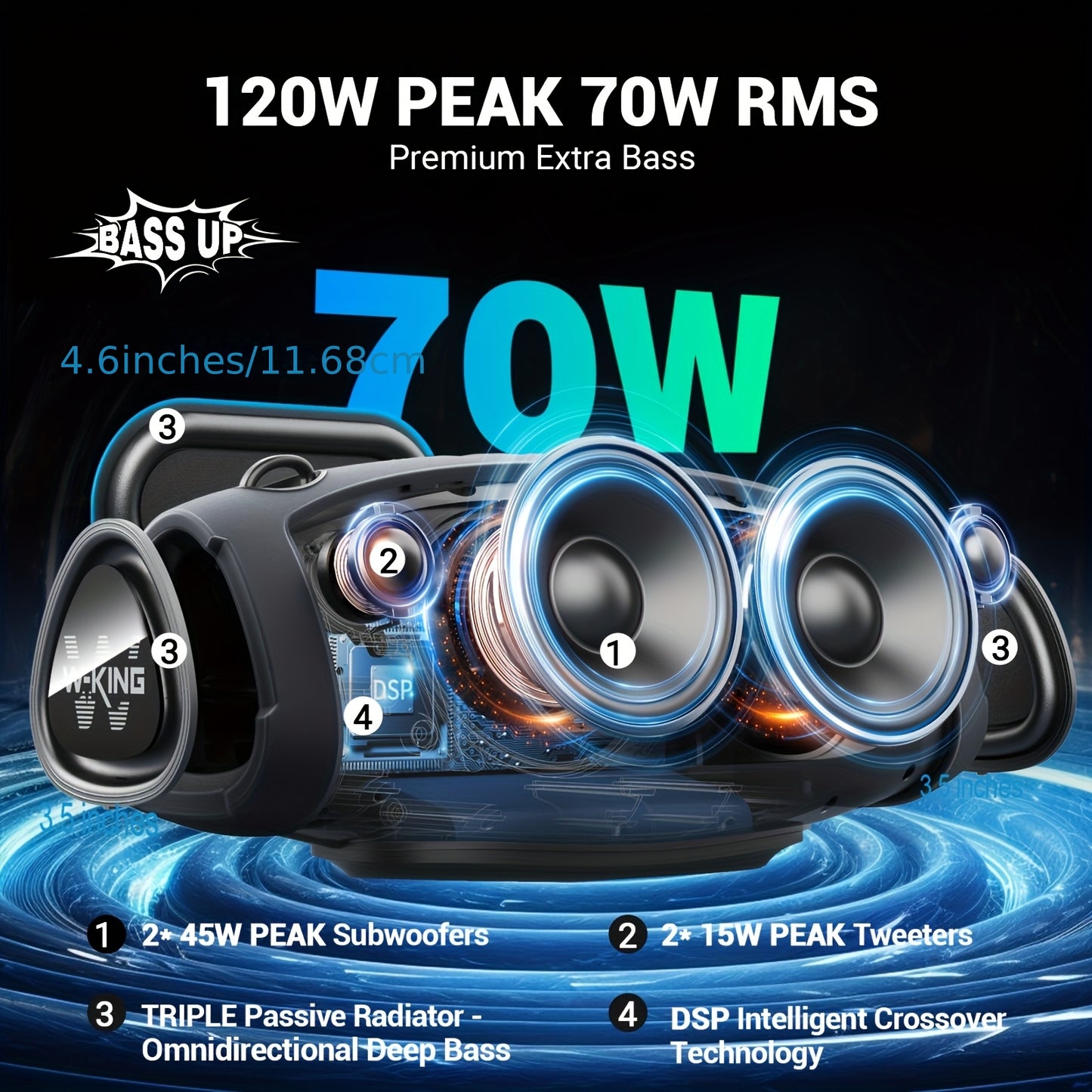 Draadloze Speaker – Bluetooth Speaker – Portable Speaker – Outdoor Speaker – Speaker Met Microfoon – 70W Krachtig Geluid – IPX6 Waterbestendig