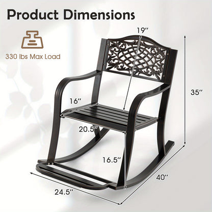 Schommelstoel – Relaxstoel – Fauteuil – Tuinstoel – Loungestoel – Gepoedercoat Aluminium – Antislip Voetjes – Voetensteun – Bloemmotief – Zithoogte 42 cm – Max. 150 kg draagkracht
