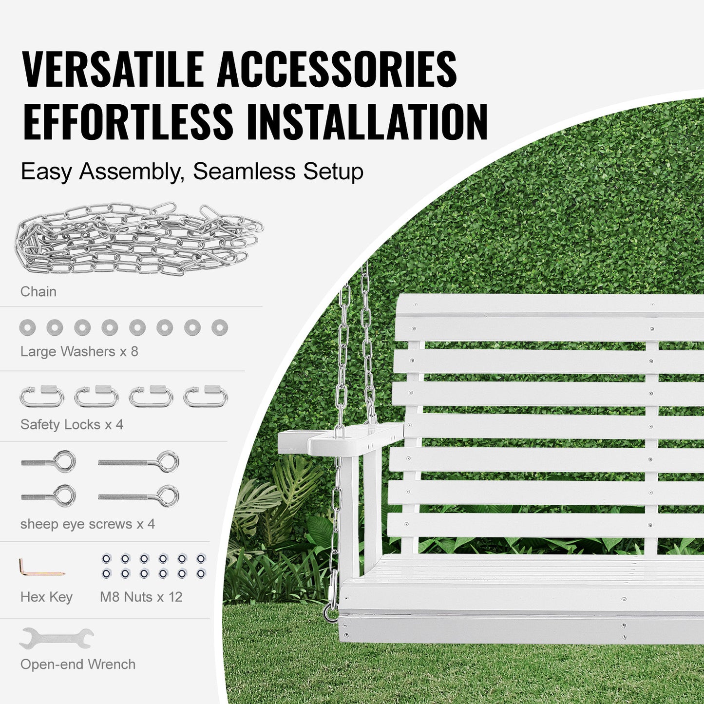 Houten Schommelbank – Tuinbank Schommel – Veranda Schommelbank – Buitenbank – Schommelstoel – Draagkracht 400 kg – Weerbestendig met PU Coating