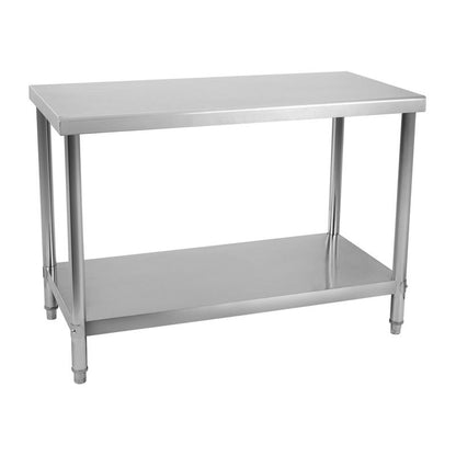 RVS Werktafel – Werkbank – Keukentafel – Cateringtafel – Onderstel Tafel – 120x70 cm – Verstelbare Poten – Onderplank