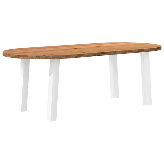 Eettafel – Tafel – Dinertafel – Tafelblad – Woonkamertafel – Massief Eikenhout – 220 x 100 x 74 cm – Gepoedercoat Stalen Poten – Verstelbare Voetjes