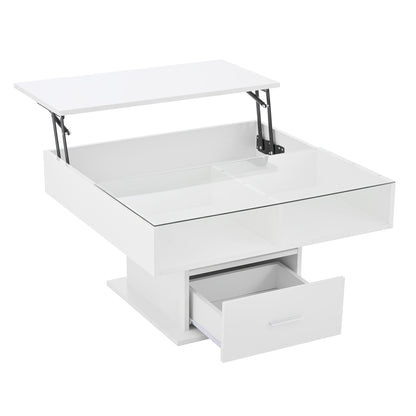 Salontafel Verstelbaar – Verhoogbare Tafel – Koffietafel – Bijzettafel – Woonkamertafel – Metaal – Handmatig Liftmechanisme – Open Plank Met Verborgen Opbergruimte