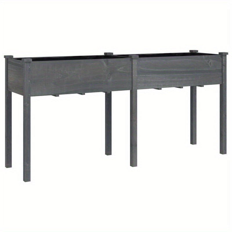 Plantenbak – Bloembak – Bloempot – Bloemenbak – Kweekbak – Massief Vurenhout – Grijze Voering – 161x45x76 cm – Duurzaam & Lichtgewicht