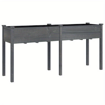 Plantenbak – Bloembak – Bloempot – Bloemenbak – Kweekbak – Massief Vurenhout – Grijze Voering – 161x45x76 cm – Duurzaam & Lichtgewicht