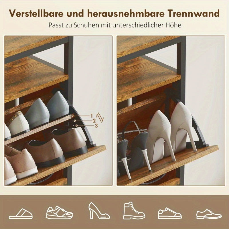 for shoe Rack, for shoe Cabinet with 4 Foldable Drawers, Entryway for shoe Rack, Cabinet with for shelves, Narrow for shoe Rack, for shoe Bench, Multi-purpose Cabinet, 103 X 34.5 X 72cm, Perfect for Shoes, Hallway, Bathroom,