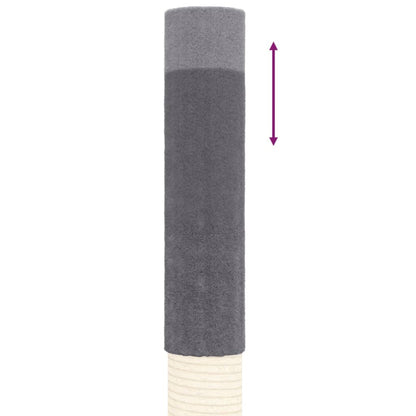 Krabpaal – Kattenkrabpaal – Kattenhuis – Kattenboom – Kattentoren – Verstelbaar 277-303 cm – Sisal Touw & Donkergrijs Pluche