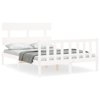 White Wooden Bed Frame 120x200cm - Contemporary Minimalist Design with Headboard, Easy Assembly, Durable & Removable, Perfect for Modern Bedroom Decor, Bedroom Furniture, Sleek Headboard, Sturdy Construction