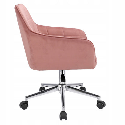 Bureaustoel – Bureaustoel Met Wieltjes – Bureaustoel Draaibaar – Kantoorstoel – Studstoel – Zachte Velvet Bekleding – 360° Draaibaar Met Verstelbare Hoogte - Roze