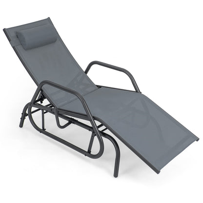 Zweefstoel – Loungestoel – Tuinstoel – Ligstoel – Relaxstoel – 3-Voudig Verstelbare Rugleuning – Ademend Snel Droog Stof – Grijs
