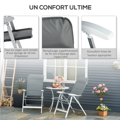 Tuinstoelen – Klapstoelen – Balkonstoelen – Campingstoelen – Verstelbare Tuinstoelen Donkergrijs – Aluminium Frame – Inklapbaar Met Hoge Rugleuning