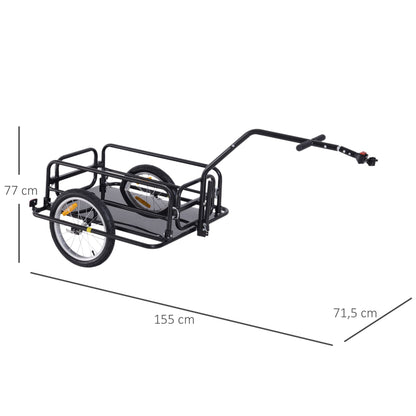 Bicycle Trailer Folding Cargo Trailer with Coupling, Coupler & Reflectors Transport Cart Up to 40 Kg Loadable, Transport Trailer Trailer for Camping, Shopping, Moving 155 X 71.5 X 77 Cm