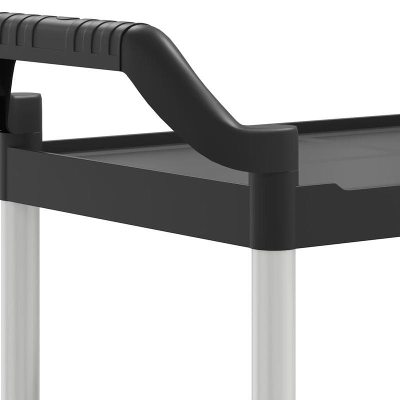 Keukentrolley – Serveerwagen – Opbergtrolley – Keukenwagen – Mobiliteitswagen – 3 Niveaus – Aluminium – Zwart – 81x41x92 cm