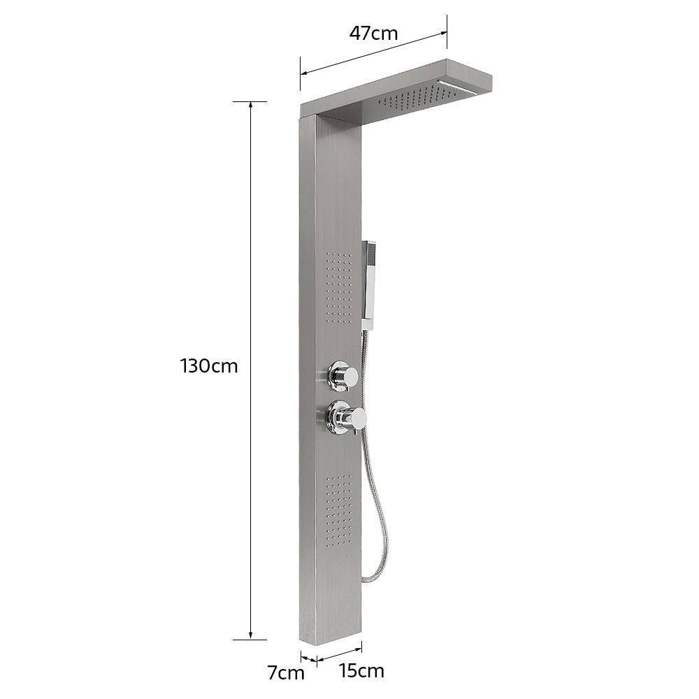 Overhead Douche Systeem – Regendouche – Handdouche – Douchekop Set – Wandmontage – Roestvrij Staal – 15x47x130 cm – Hoge Druk – Compact Design