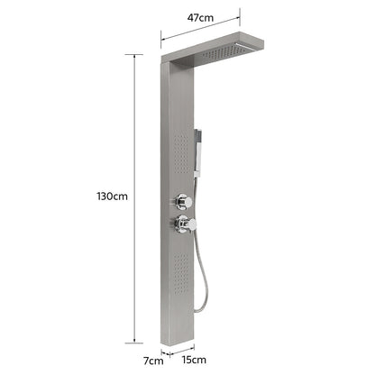 Overhead Douche Systeem – Regendouche – Handdouche – Douchekop Set – Wandmontage – Roestvrij Staal – 15x47x130 cm – Hoge Druk – Compact Design