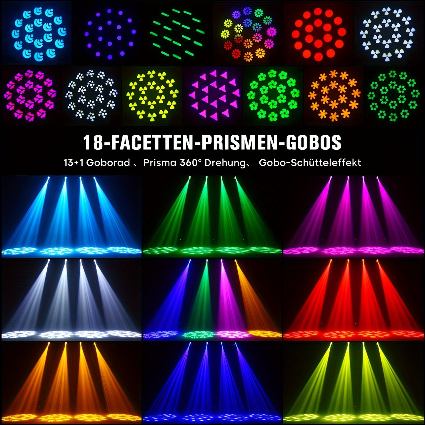 Moving Head – Podiumverlichting – LED Beam Spot – DJ Licht – Disco Lamp – 200W Krachtige Output – 18 Prism & 14 Gobo Effecten