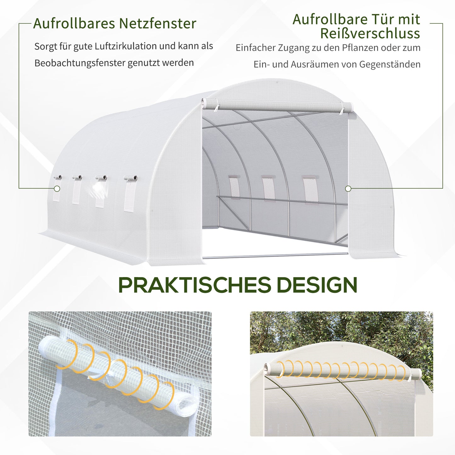 Kweekkas – Kas – Tuinkas – Plantentunnel – Broeikas – Groot 595x300x200 cm – Verstevigd Verzinkt Stalen Frame – UV-bestendige Transparante PE Folie