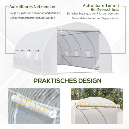 Kweekkas – Kas – Tuinkas – Plantentunnel – Broeikas – Groot 595x300x200 cm – Verstevigd Verzinkt Stalen Frame – UV-bestendige Transparante PE Folie