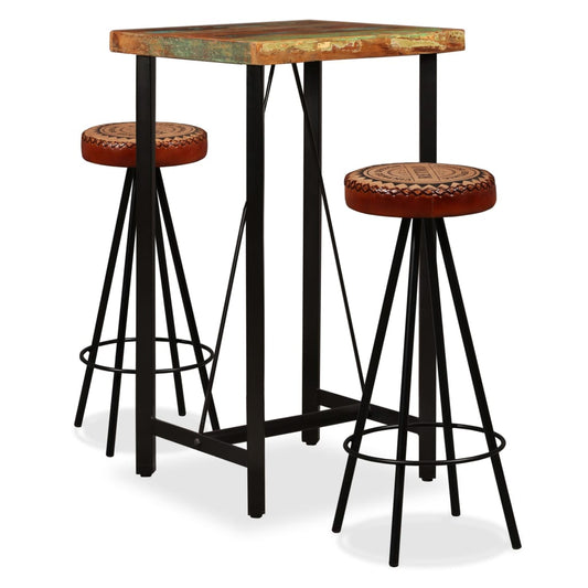 Barset – Tuinbarset – Barmeubel – Statafelset – Set van 2 – Barkrukken – Massief Gerecycled Hout – Robuuste Stalen Poten