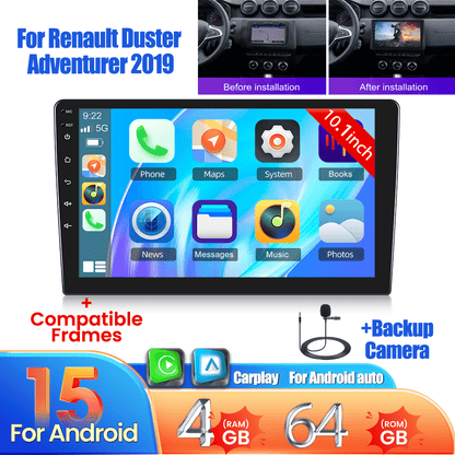 Android Autóradio – Car Multimedia Systeem – Navigatiesysteem – Autostereo – Touchscreen Radio – 10 Inch HD Scherm – Draadloos CarPlay & Android Auto – AHD Achteruitrijcamera & Ingebouwde Microfoon