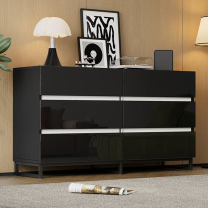 Dressoir – Buffet – Opbergkast – Ladekast – Commode – Zwart Met Gouden Accenten – 4 Deuren – Met Metalen Poten