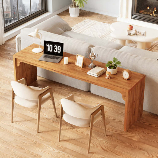 180x59x75cm Extra Long Double Computer Desk - Multi Functional Home Office PC Table for Conference Study and Dining Use, Brown Office Furniture, Daily Gift Idea and Home Essential