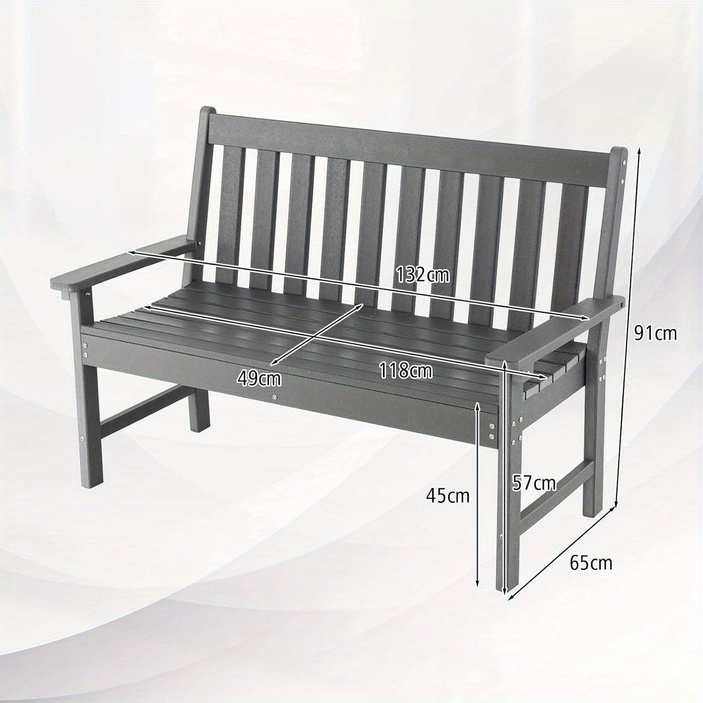 Tuinbank – Buitenbank – Parkbank – Terrasbank – Zitbank – Stevig HDPE-Product – 320 kg Draagkracht – Grijs Slatted Design