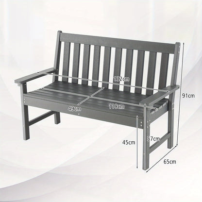 Tuinbank – Buitenbank – Parkbank – Terrasbank – Zitbank – Stevig HDPE-Product – 320 kg Draagkracht – Grijs Slatted Design