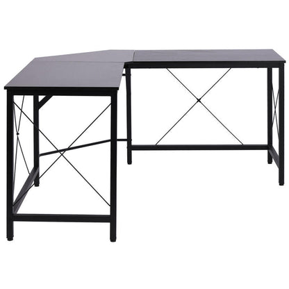 Modern L-Shaped Corner Computer Desk with Storage Shelf - Heavy-Duty MDF & Steel Construction, Space-Saving Home Office Desk with Spacious Work Surface, Black Finish, 150x150x76cm (59"x59") - Ideal for Dual Monitor Setup, Stu