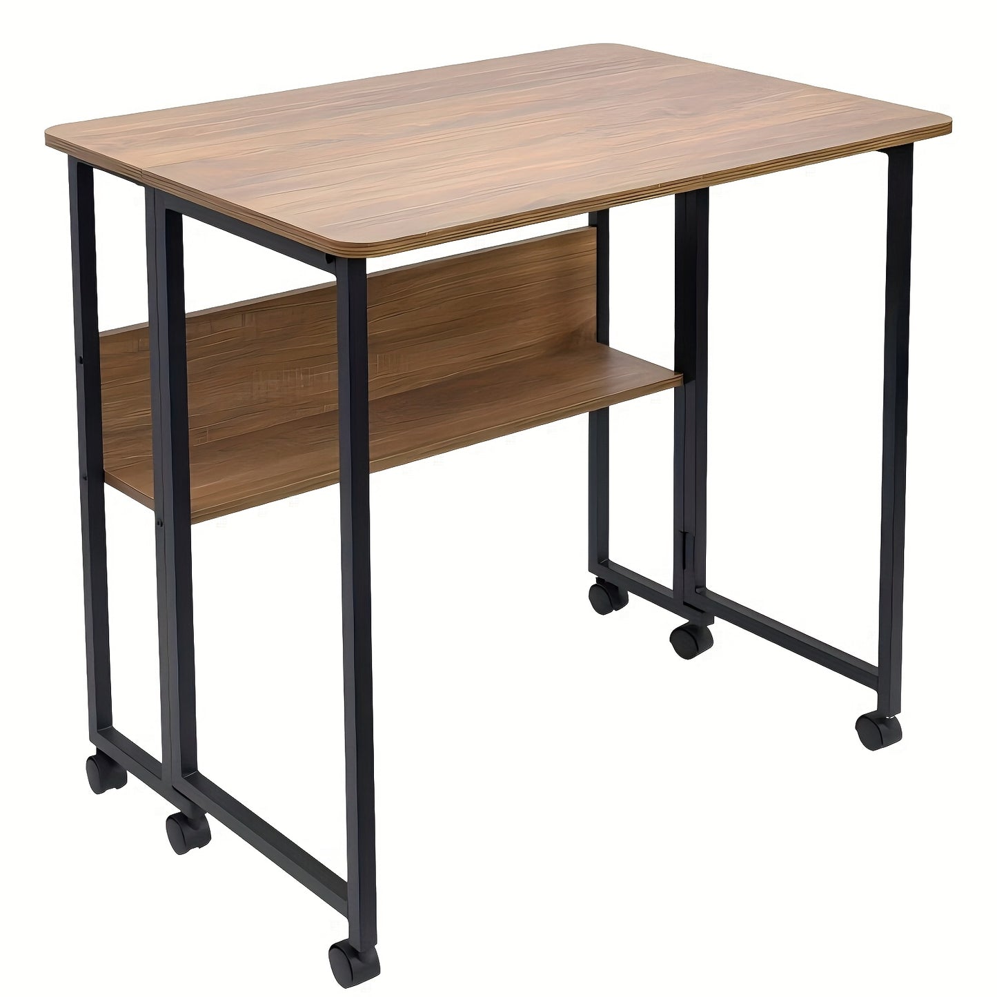 Opklapbare Tafel – Klaptafel – Bureau – Vouwtafel – Bureautafel – Verrijdbaar Met Wieltjes – Industrieel Design Eiken – 80 x 58 x 75 cm