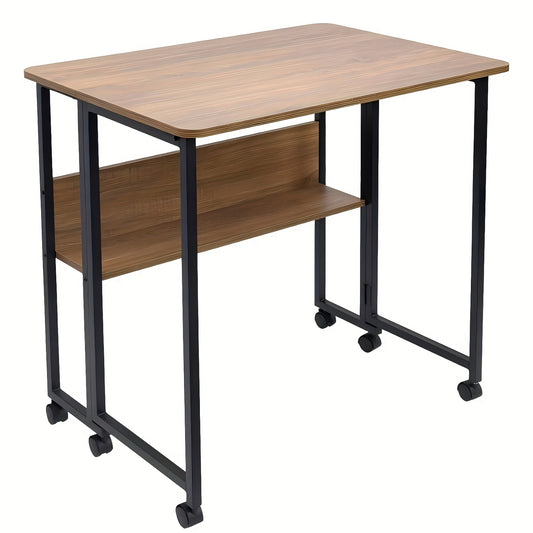Opklapbare Tafel – Klaptafel – Bureau – Vouwtafel – Bureautafel – Verrijdbaar Met Wieltjes – Industrieel Design Eiken – 80 x 58 x 75 cm