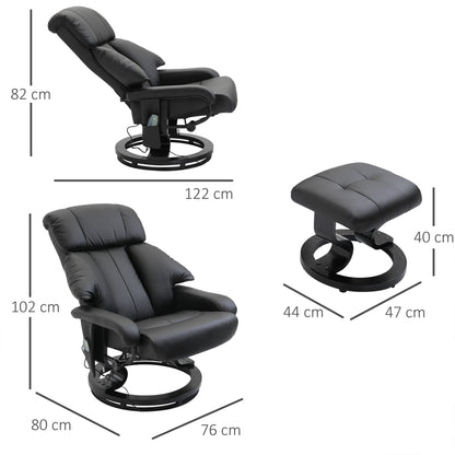 Massagestoel – Massagefauteuil – Relaxstoel – Ontspanningsstoel – Zwarte massagestoel – 10 Vibratiepunten – Verstelbare rugleuning tot 145°