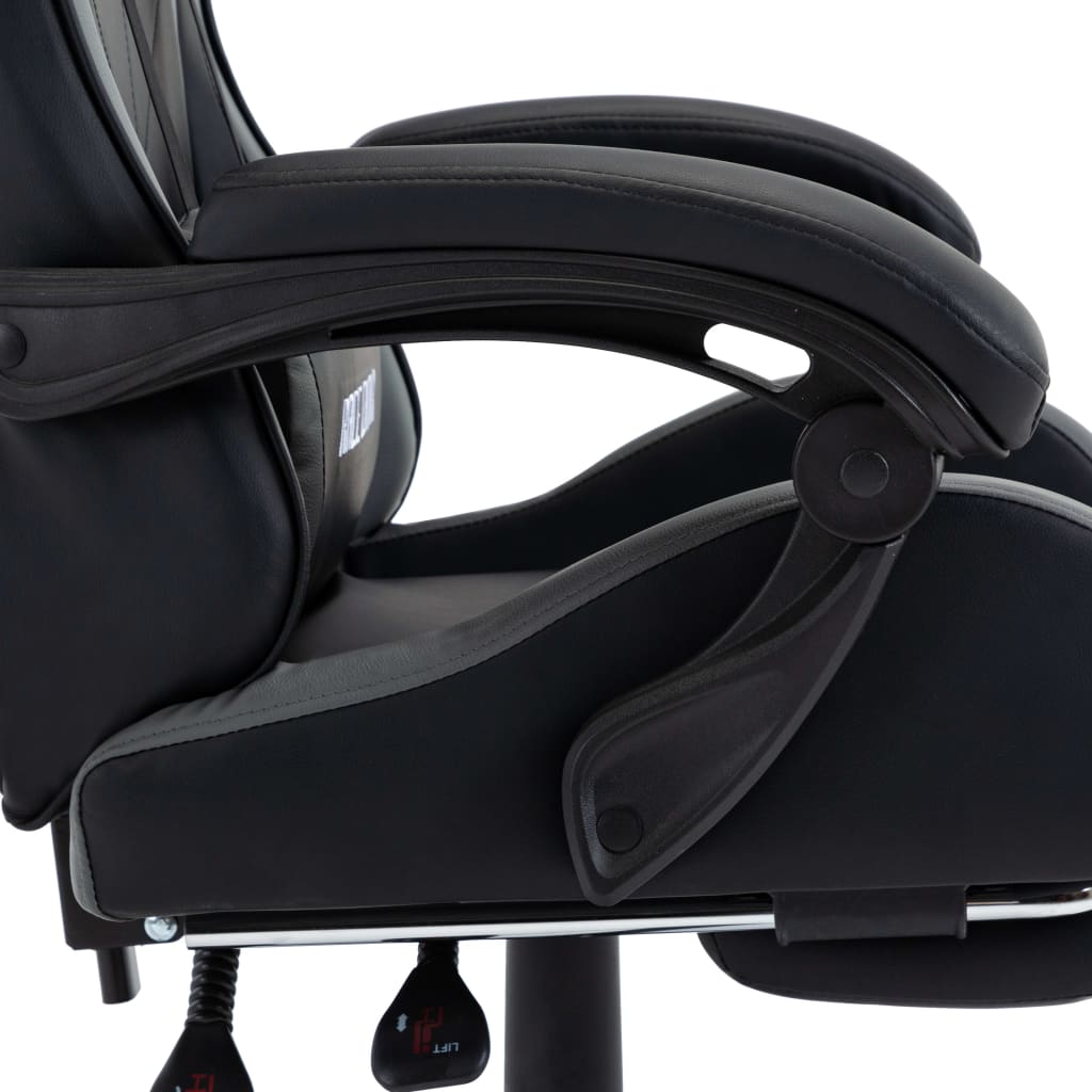 Gamestoel – Gaming Stoel – Game Stoel – Gaming Chair – Bureaustoel – Verstelbare Rugleuning – Inklapbare Voetsteun – Kunstleer – Grijs/Zwart