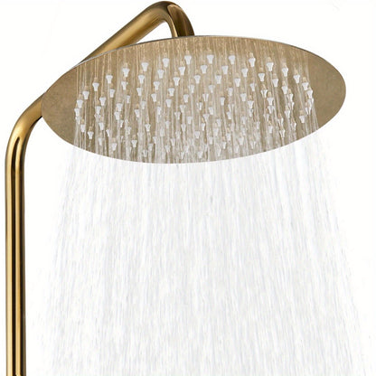 Doucheset – Douchekraan – Douchekop – Douchearm – Wandgemonteerd – Geborsteld Messing – Instelbare Hoogte 80-120 cm