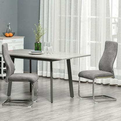 Eetkamerstoelen – Keukenstoelen – Stoelenset – Dinersstoelen – Grijs – Microfiber Bekleding – Stevig Stalen Frame – 45x61x98 cm – Antislip Ruitmotief