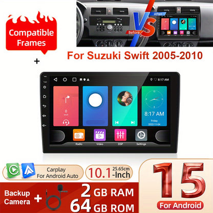 Android Autoradio – Car Stereo – Multimedia Systeem – Touchscreen Radio – In-Dash Speler – 15 Inch Groot Scherm – Wireless CarPlay & Android Auto – AHD Achteruitrijcamera & Microfoon