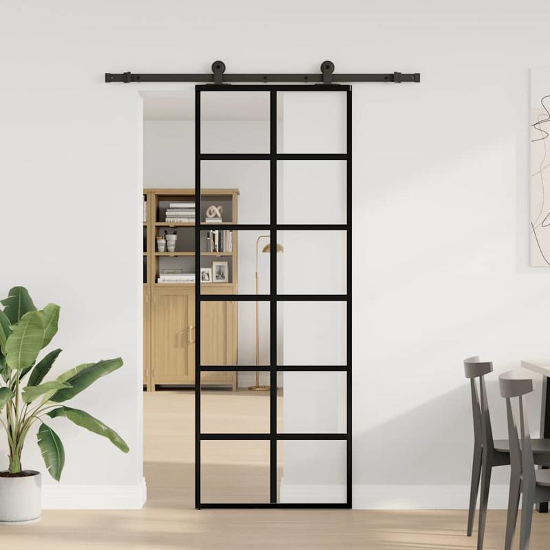 Sliding door met seizure 76x205cm ESG-glass en aluminium Practical, removable, suitable for all seasons