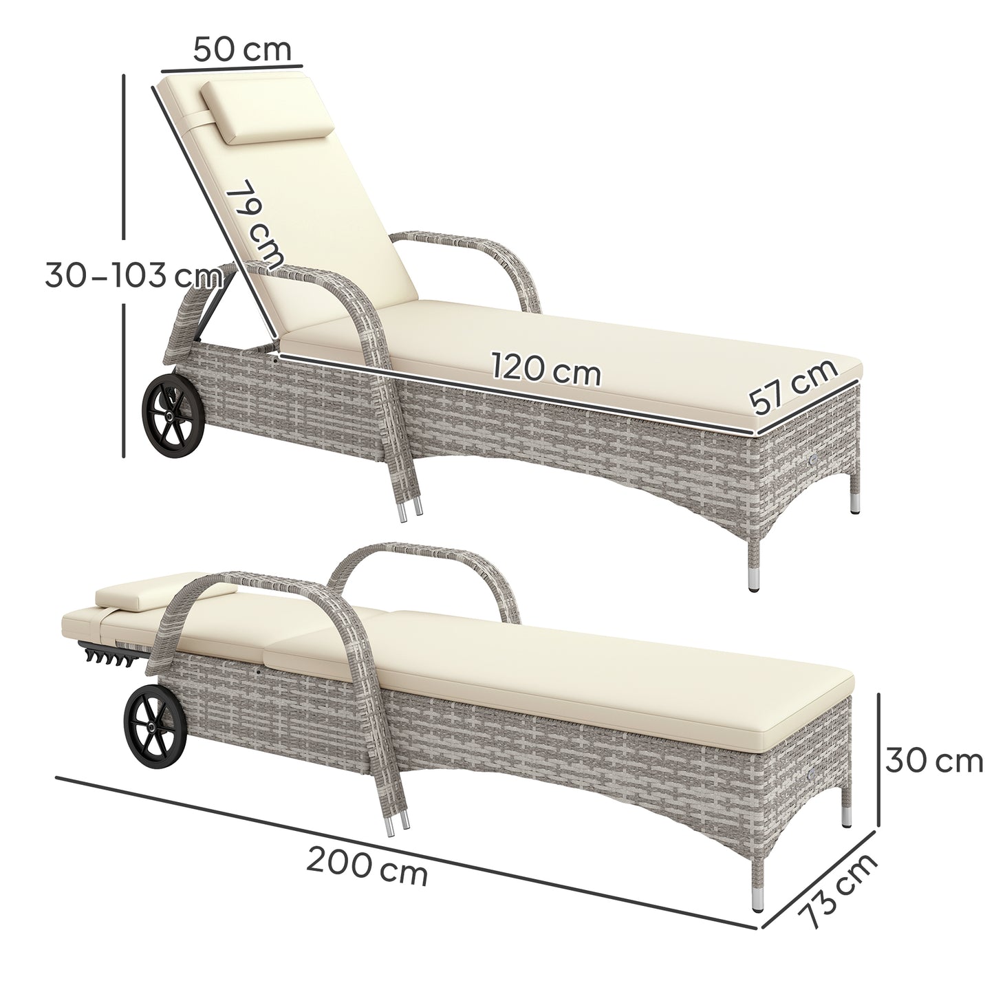 Verstelbare Ligstoel – Ligbed - Tuinstoel – Loungebed – Relaxstoel – Zonnebed – Metalen Frame – Resin Rattan