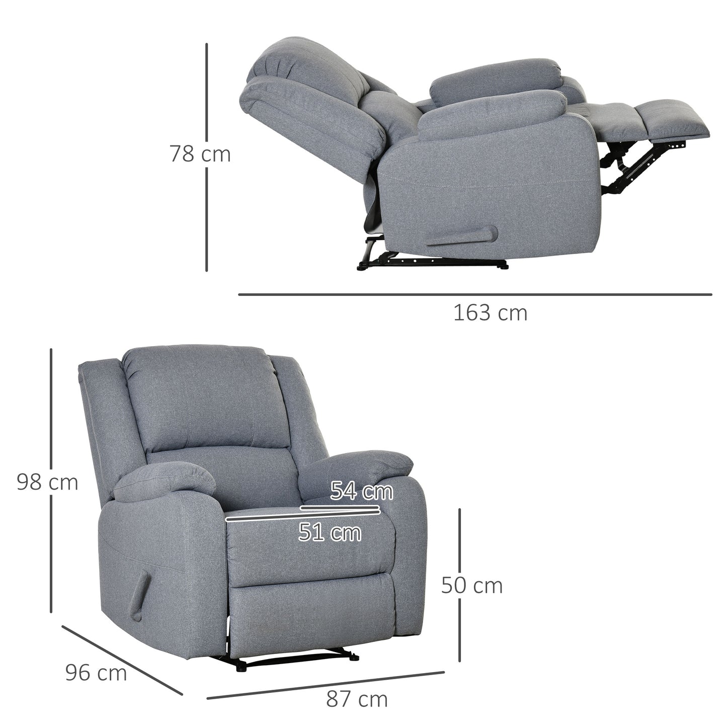 Relaxfauteuil – Relaxstoel – TV Stoel – Lounge Chair – Relaxzetel – Lichtgrijs – Verstelbare Rugleuning en Voetensteun – Linnen-Look Bekleding