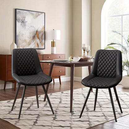 Eetkamerstoelen – Stoelen – Kuipstoelen – Eettafelstoelen – Woonkamerstoelen – Kunstleren Bekleding – Hoge Rugleuning – Set Van 2 – Metalen Frame – Donkerbruin