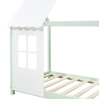 Kinderbed – Huisbed – Halfopen Bed – Peuterbed – Houten Bed – 120x200 cm – Massief Dennenhout – Speels Huisdesign